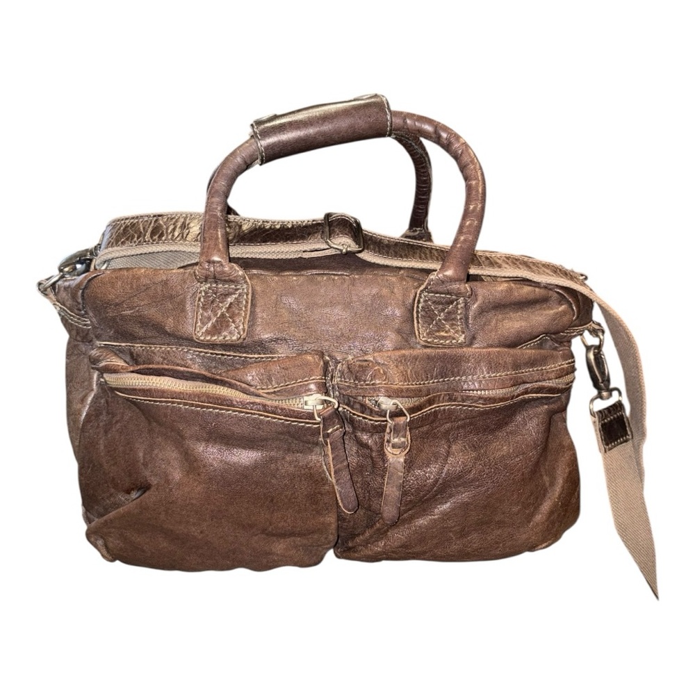 Cowboysbag Leather Duffle Satchel Brown Distressed Crossbody Travel Bag FB1